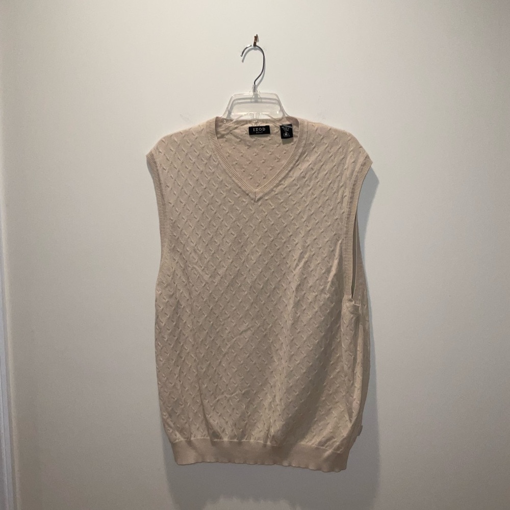 VINTAGE IZOD GOLF MEN’S XL CREAM SLEEVELESS SWEATER VEST